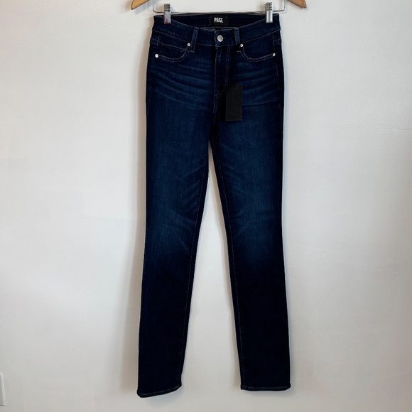 NWT Paige Hoxton Slim Straight Leg High Rise Jeans Monarch Blue Size 24 L34" - Picture 5 of 12